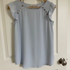 Lift Shoulder Button Ruffle Shell